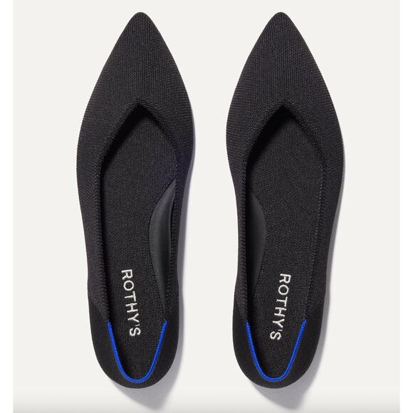 ROTHYS The Point II Black Ballet Flat Size 7 Slip On Pointed Toe Shoes - Picture 1 of 6